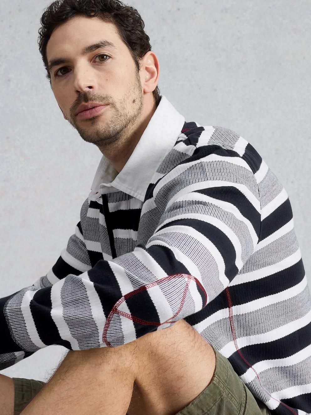 Stripe Rugby in IVORY MLT - MODEL DETAIL