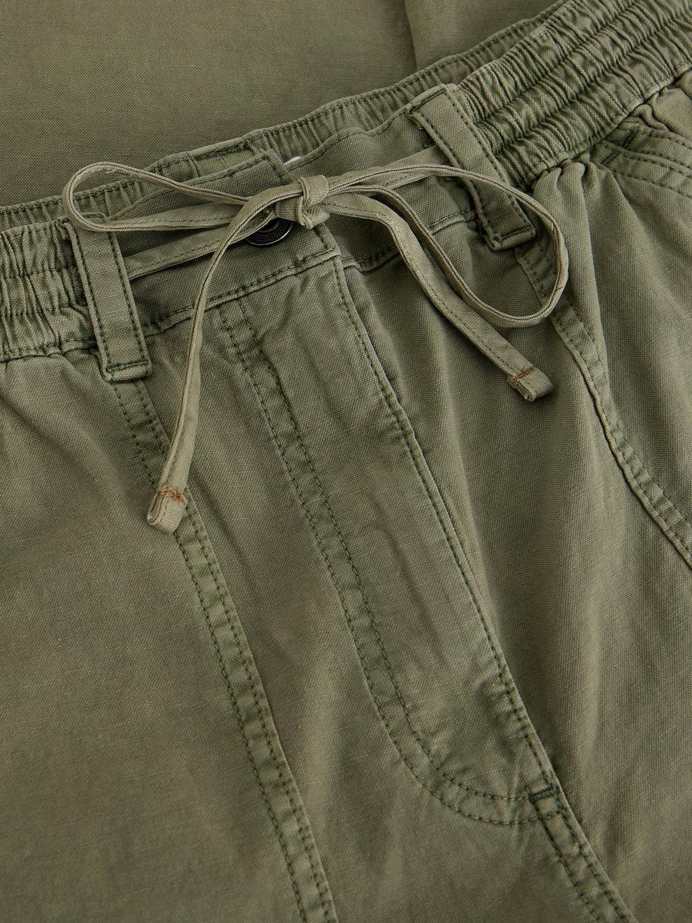 Storm Wide Leg Chino Trouser in DUS GREEN - FLAT DETAIL