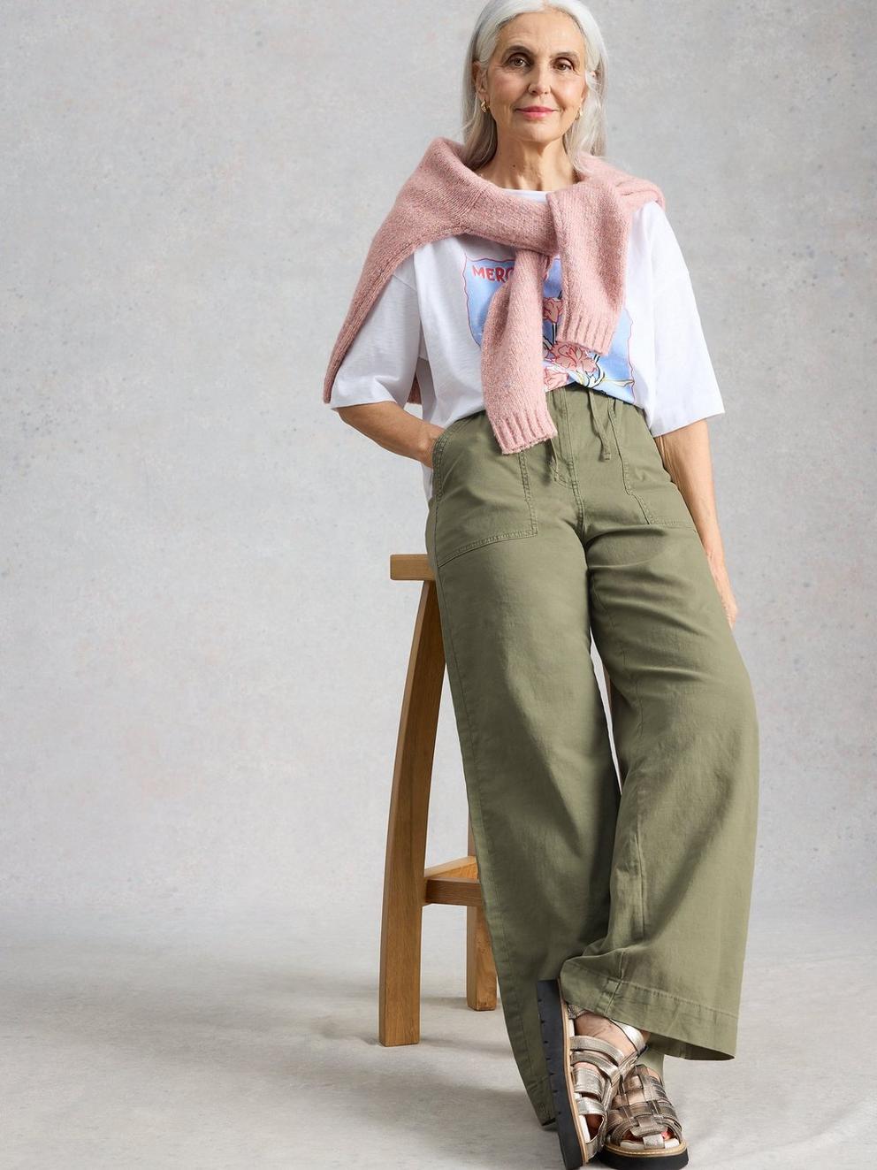 Storm Wide Leg Chino Trouser in DUS GREEN - LIFESTYLE