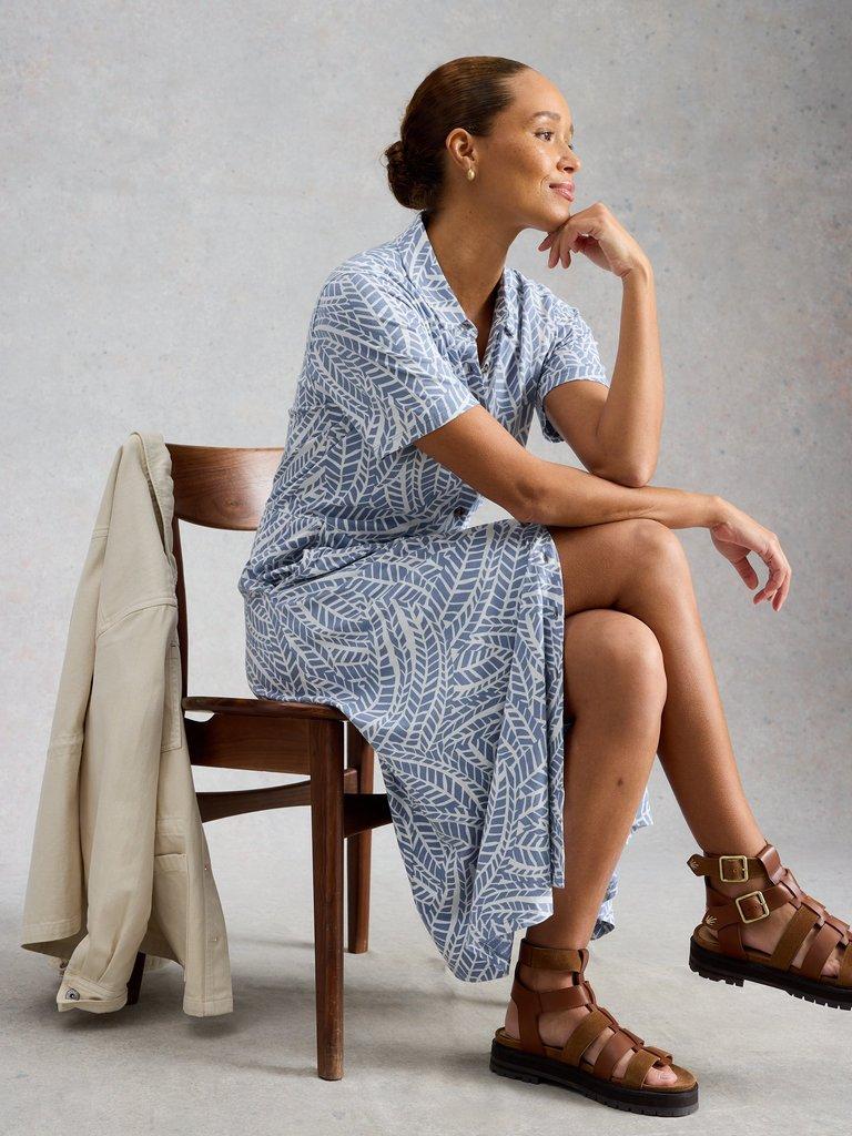 Rua Print Jersey Shirt Dress in BLUE MLT - LIFESTYLE
