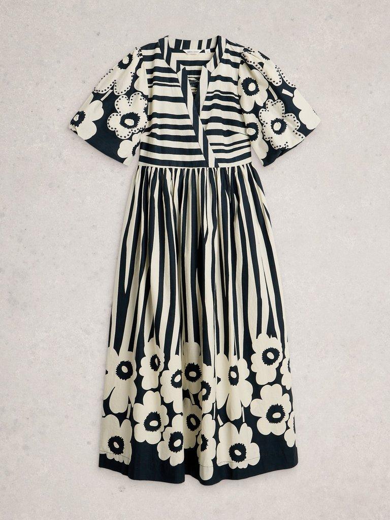 Eve Stripe Dress in NAVY MULTI - FLAT FRONT