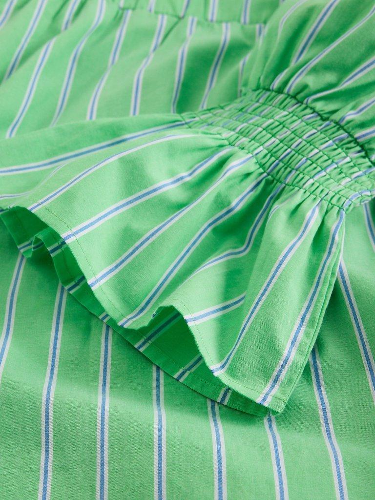 Maisie Poplin Stripe Dress in GREEN MLT - FLAT DETAIL
