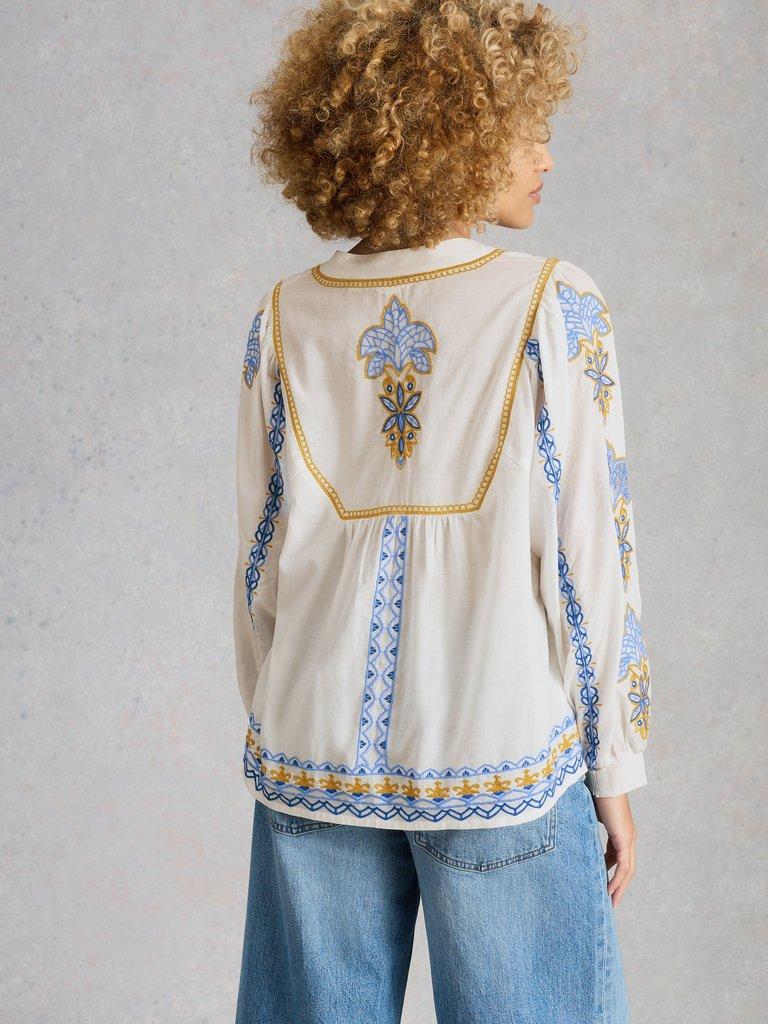 Ciara Embroidered Blouse in IVORY MLT - MODEL BACK