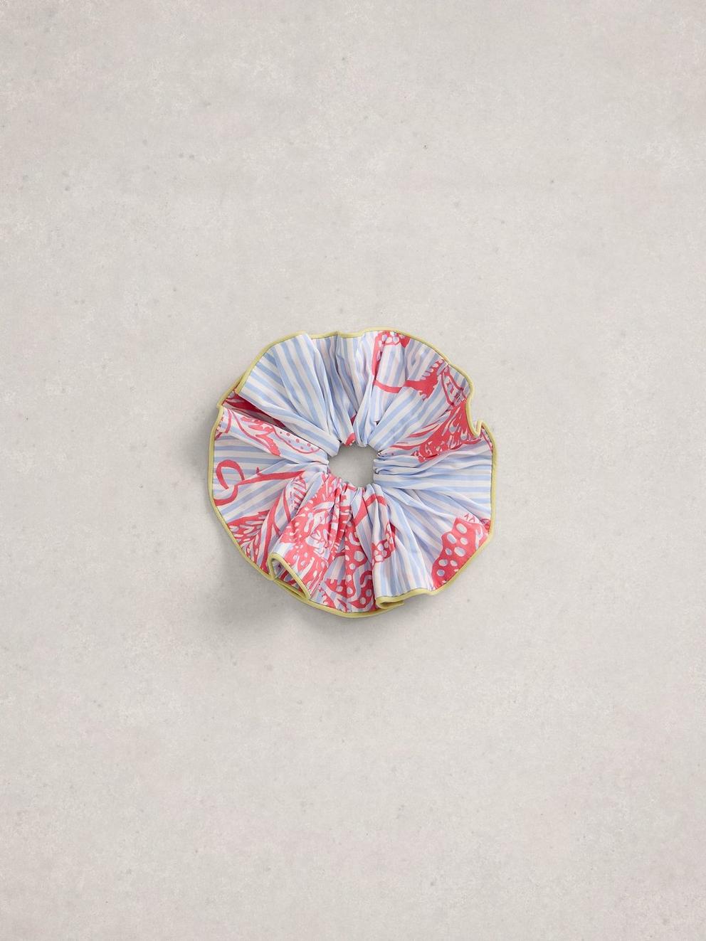 Printed Scrunchie in BLUE PR - FLAT FRONT