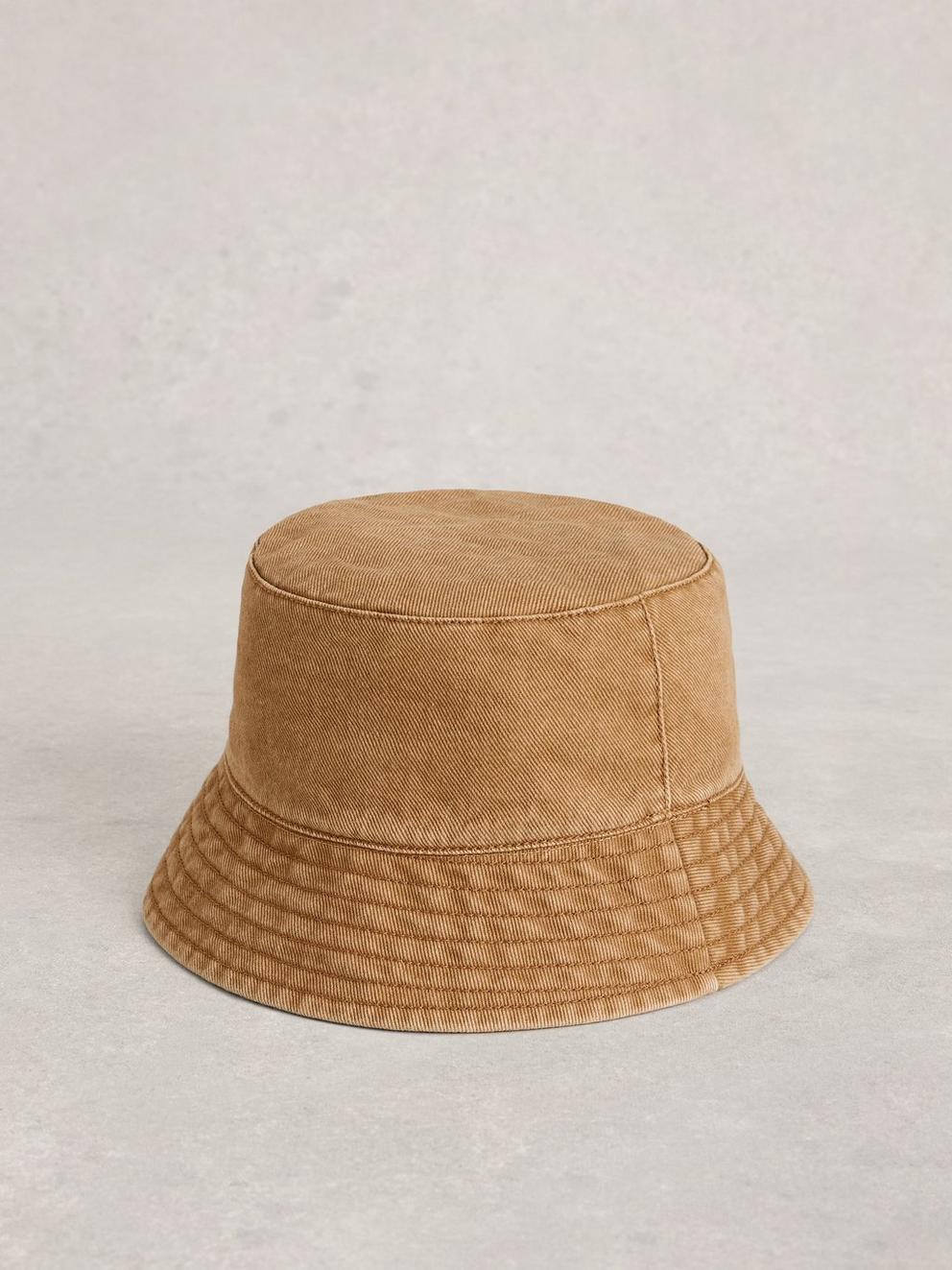 Washed Bucket Hat in LGT NAT - FLAT FRONT