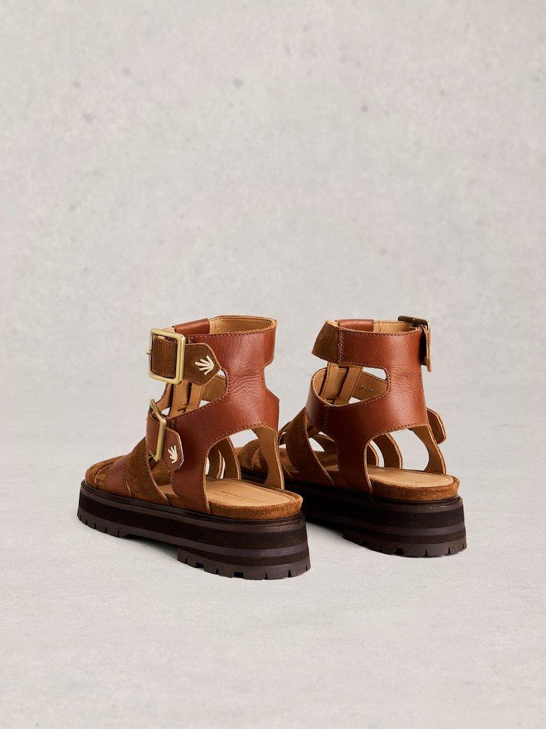 Alexa Gladiator Footbed in DARK TAN - FLAT BACK