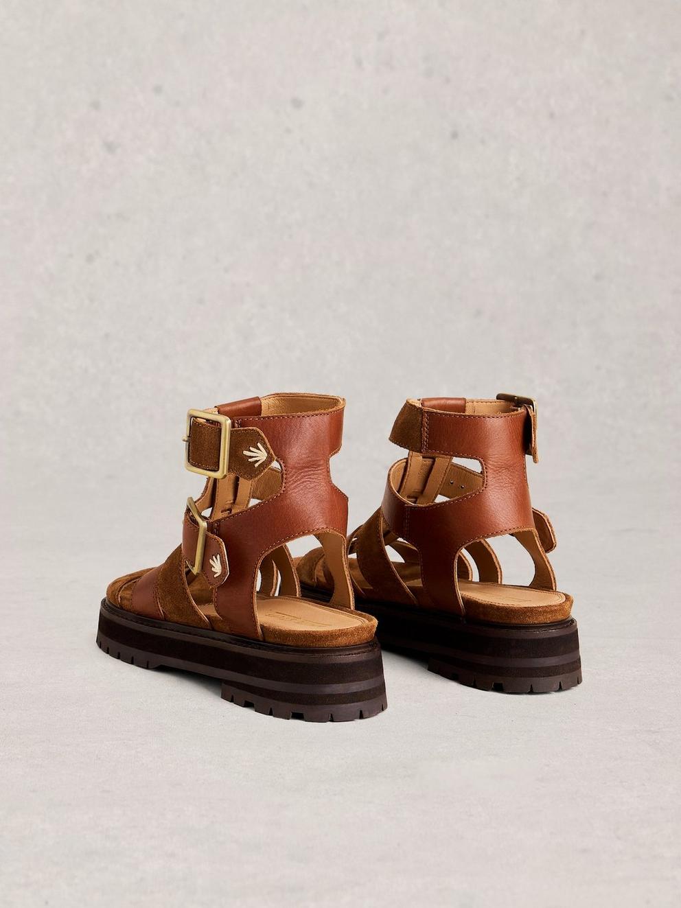Alexa Gladiator Footbed in DARK TAN - FLAT BACK