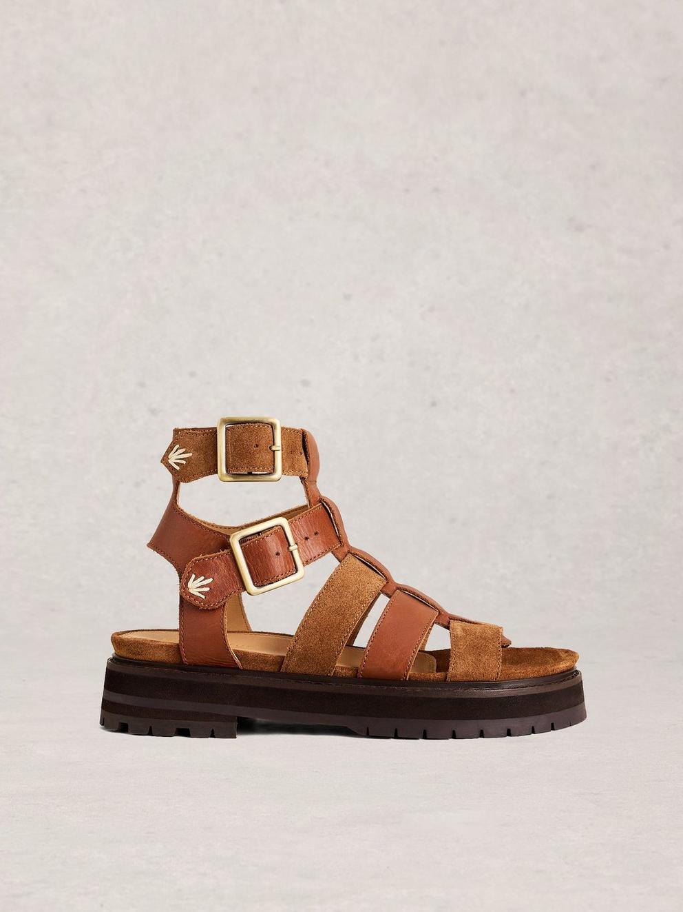 Alexa Gladiator Footbed in DARK TAN - LIFESTYLE