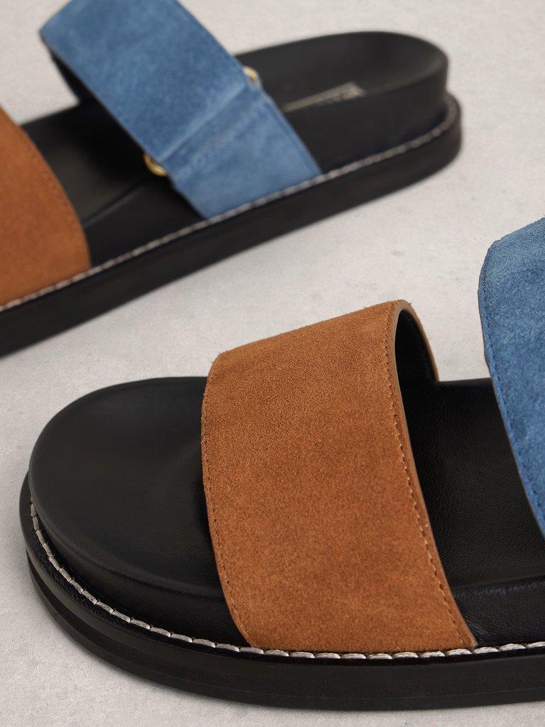 Zoey Footbed Mule in BLUE MLT - FLAT DETAIL