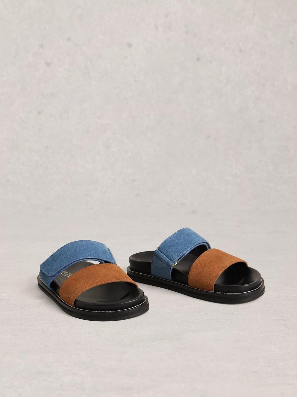 Zoey Footbed Mule in BLUE MLT - FLAT FRONT