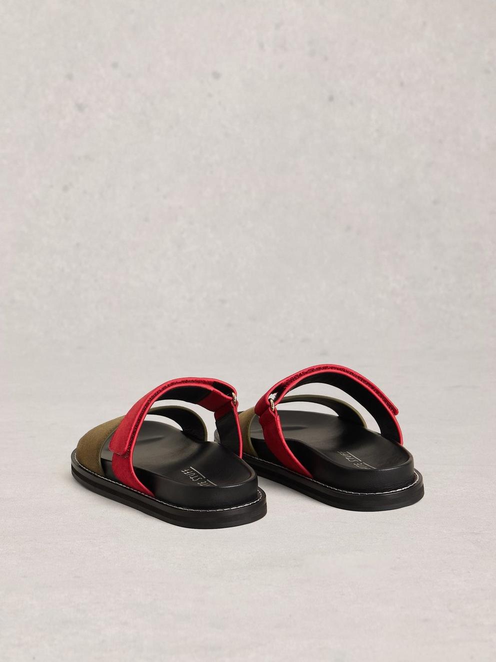 Zoey Footbed Mule in RED MLT - FLAT BACK