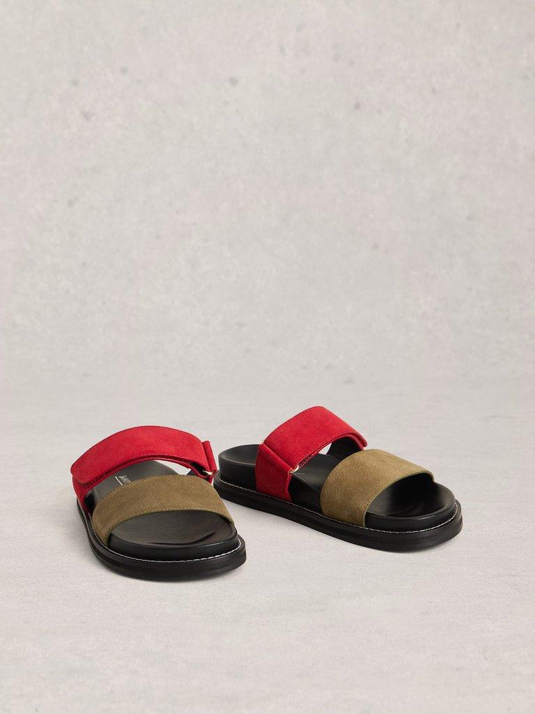 Zoey Footbed Mule in RED MLT - FLAT FRONT