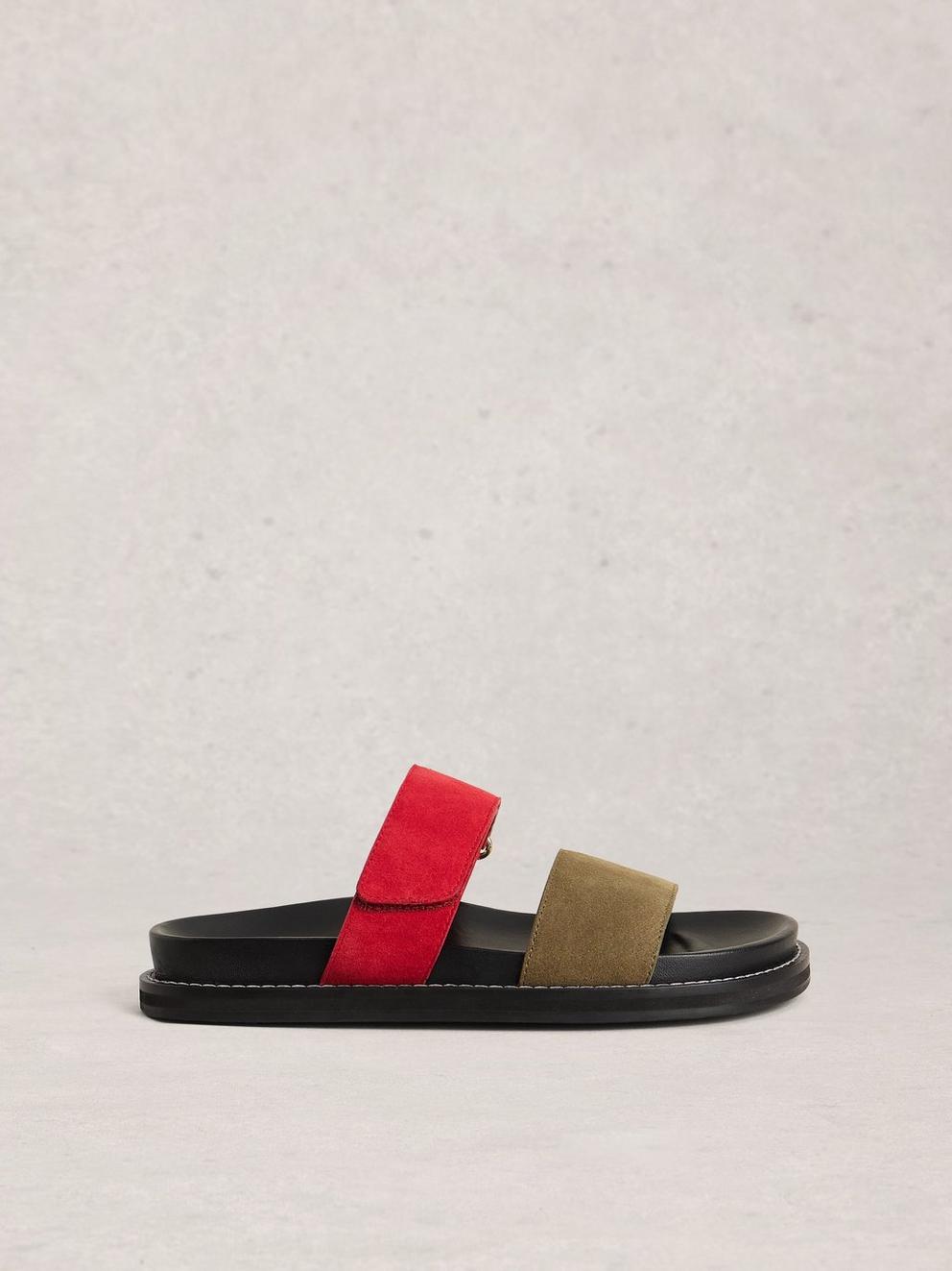 Zoey Footbed Mule in RED MLT - LIFESTYLE
