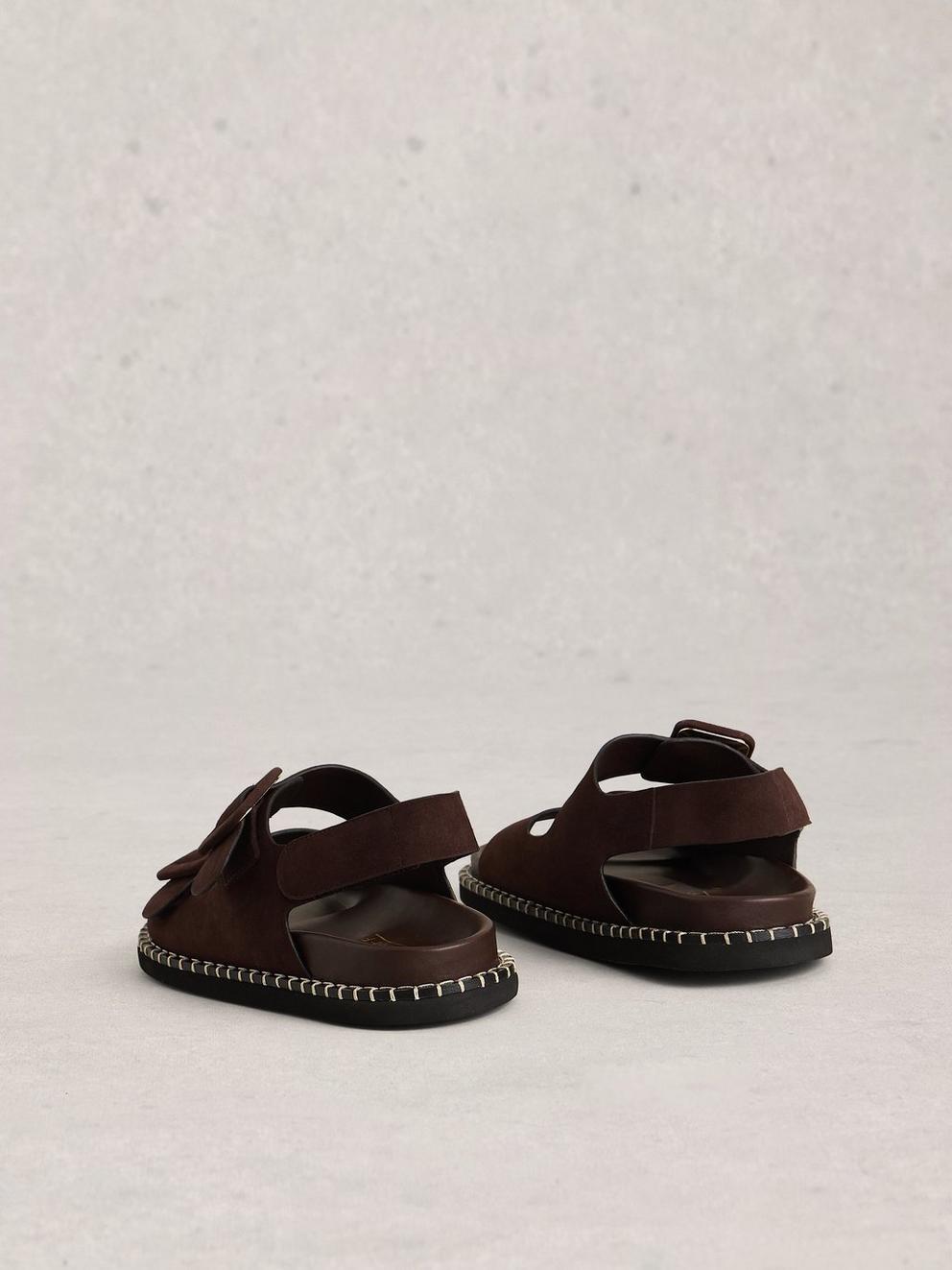 Bailey Buckle Sandal in DK BROWN - FLAT BACK