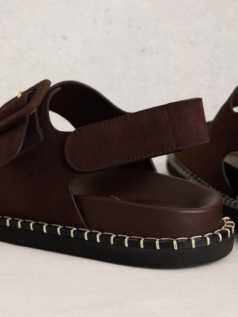 Bailey Buckle Sandal in DK BROWN - FLAT DETAIL
