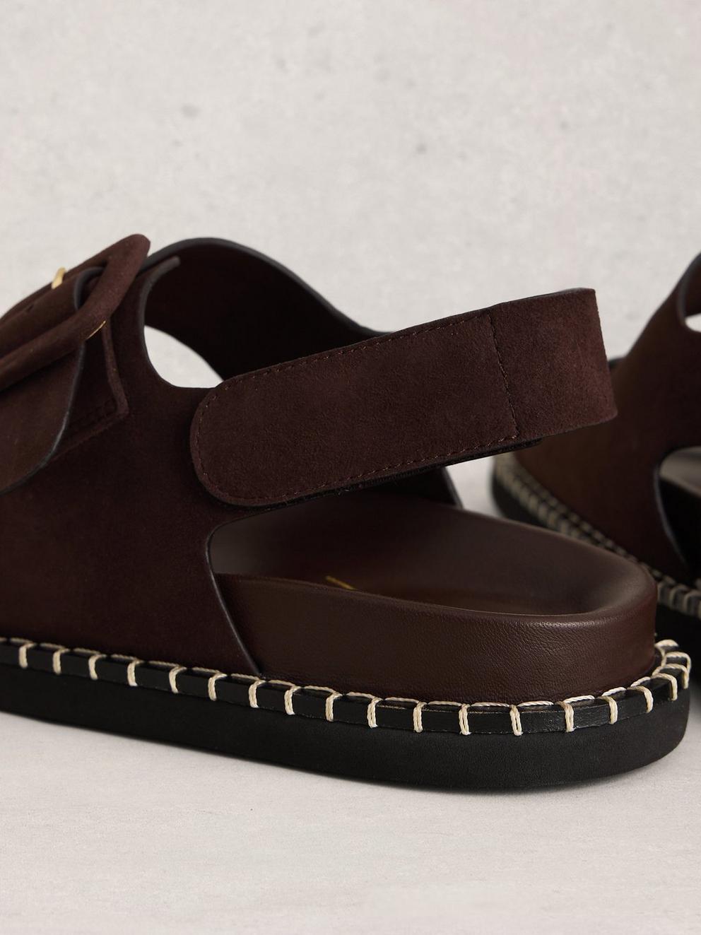 Bailey Buckle Sandal in DK BROWN - FLAT DETAIL