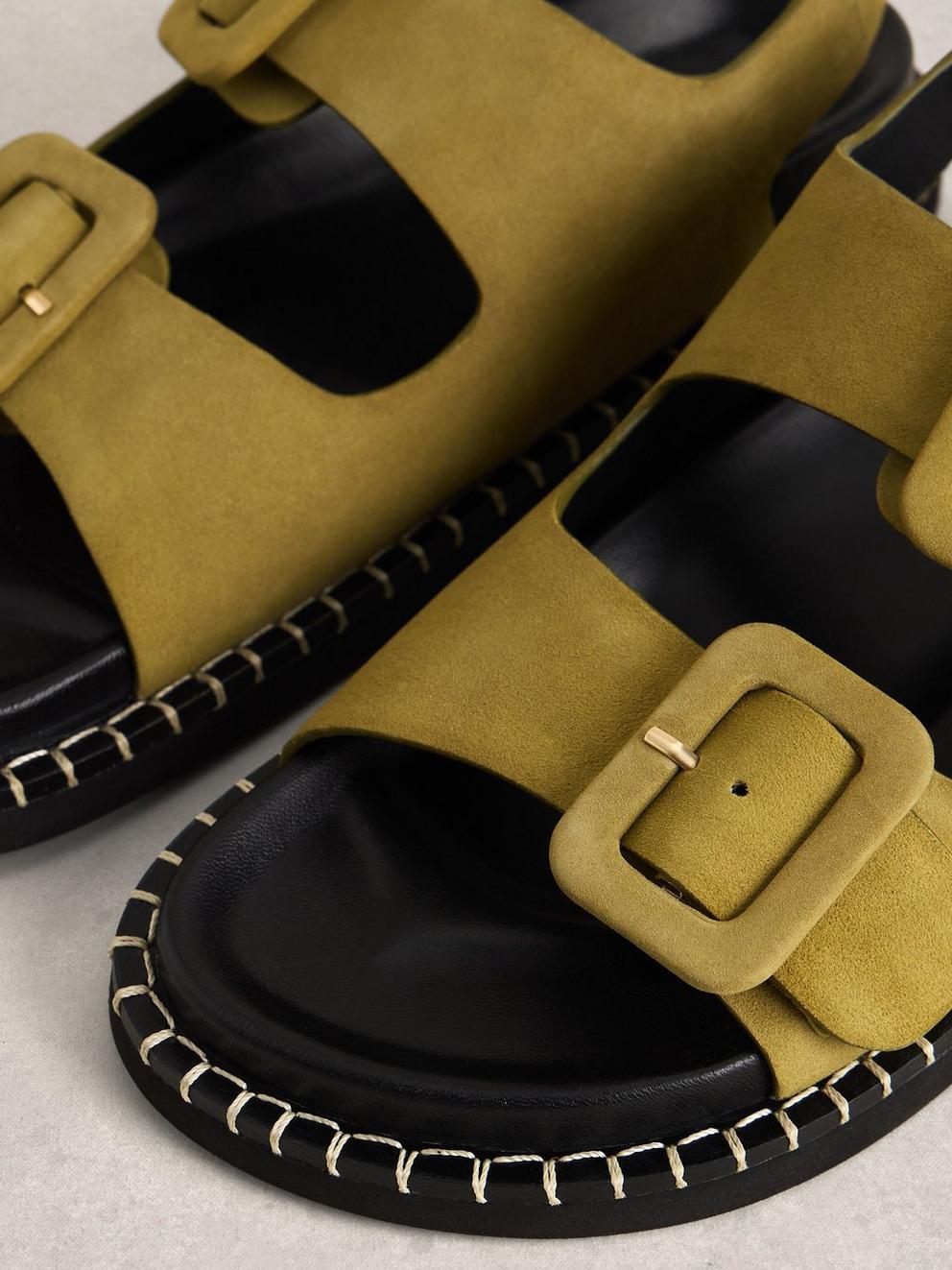 Bailey Buckle Sandal in KHAKI GRN - FLAT DETAIL