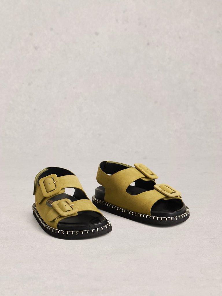 Bailey Buckle Sandal in KHAKI GRN - FLAT FRONT