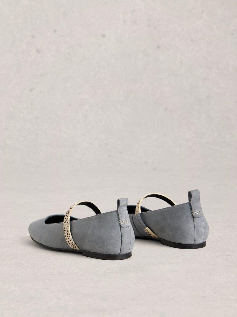 Minnie Strap Suede Ballerina in MID BLUE - FLAT BACK