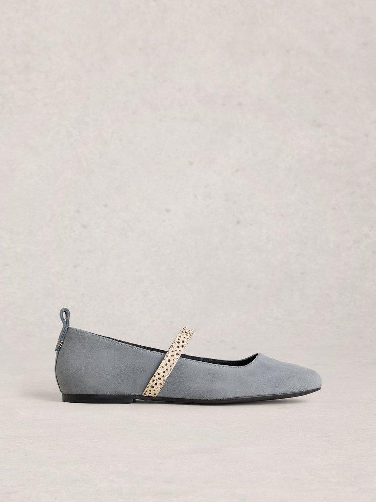 Minnie Strap Suede Ballerina in MID BLUE - LIFESTYLE