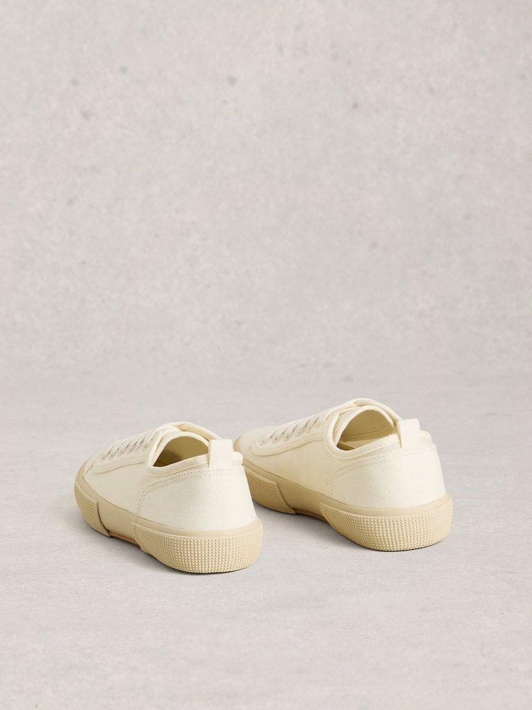 Pippa Mesh Lace Up Trainer in PALE IVORY - FLAT BACK