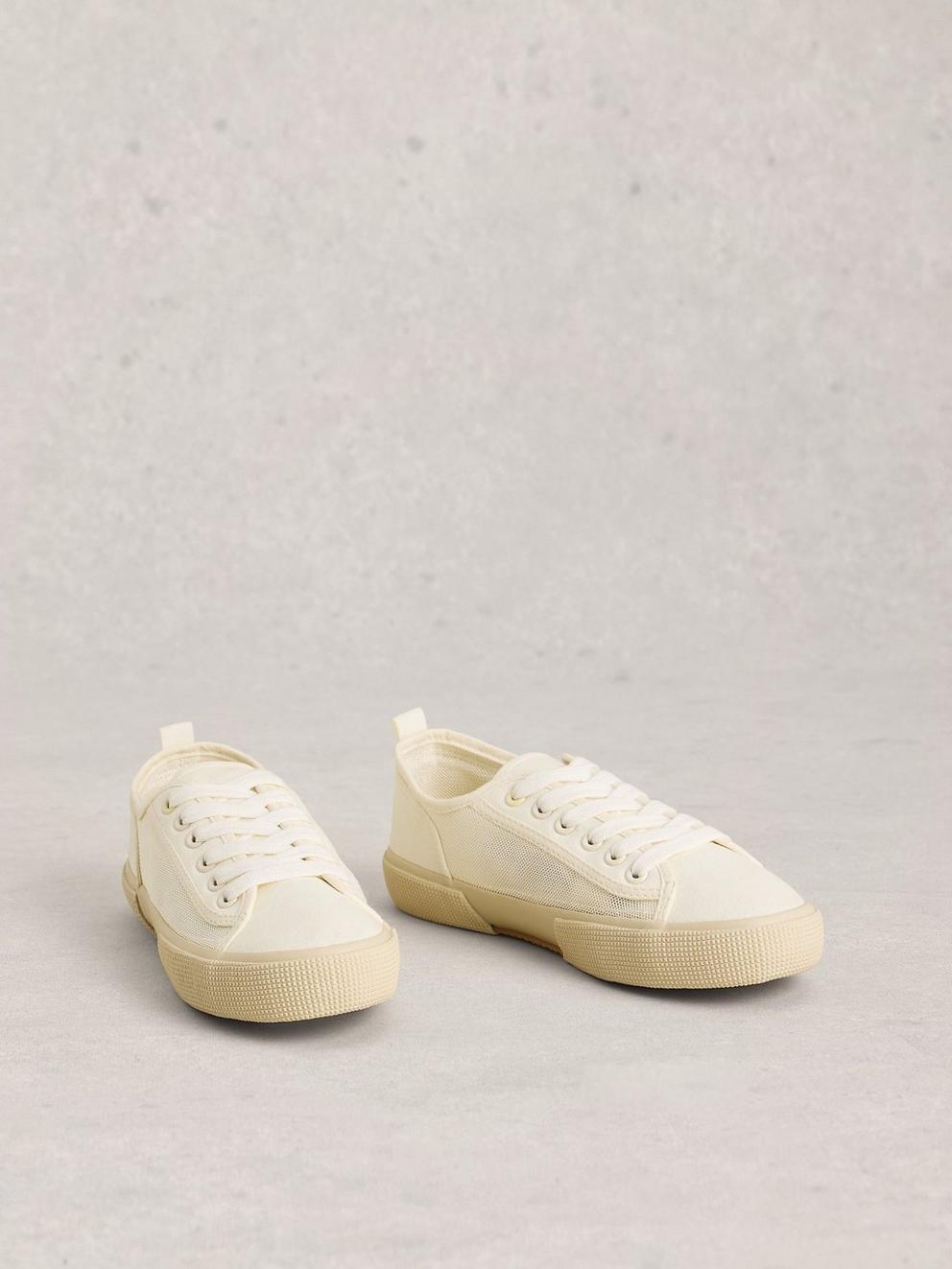 Pippa Mesh Lace Up Trainer in PALE IVORY - FLAT FRONT