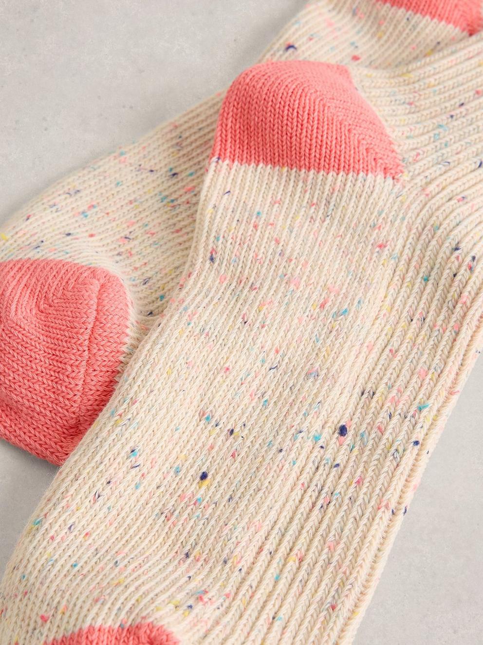 Spacedye Welly Boot Socks in NAT MLT - FLAT DETAIL