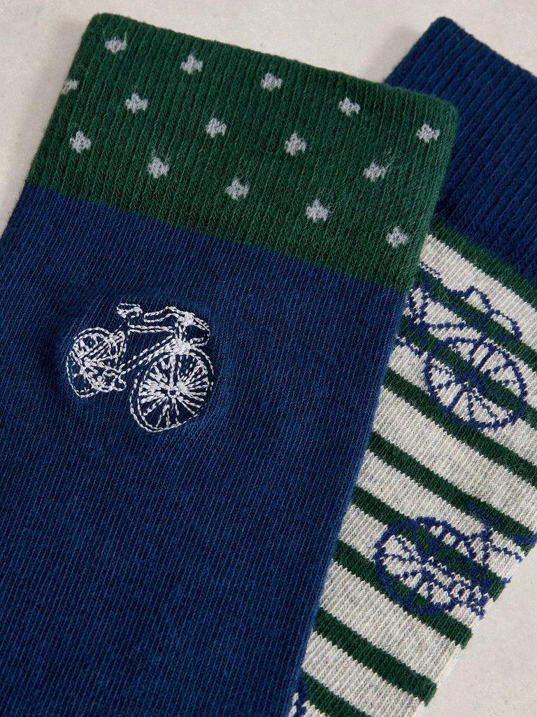 2PK Bike Stripe Ankle Socks in NAT MLT - FLAT DETAIL