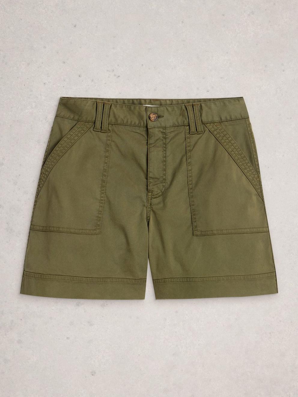 Gabby Combat Short in KHAKI GRN - FLAT FRONT
