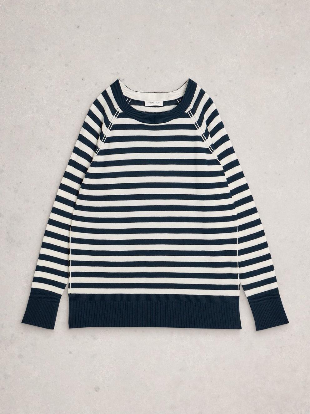 OSCAR KNIT TUNIC in NAVY MULTI - FLAT FRONT