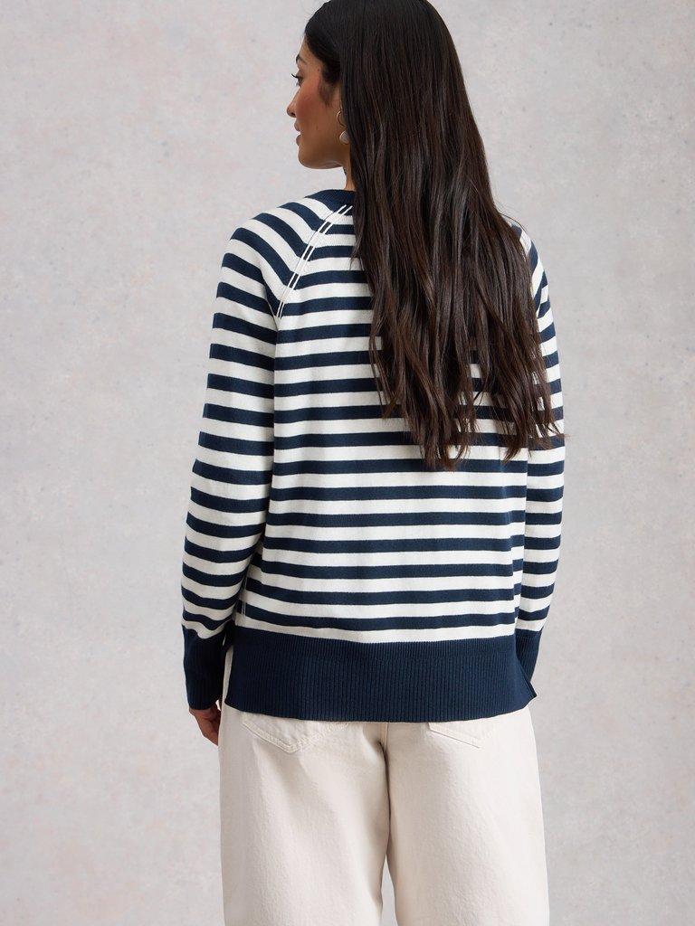 OSCAR KNIT TUNIC in NAVY MULTI - MODEL BACK