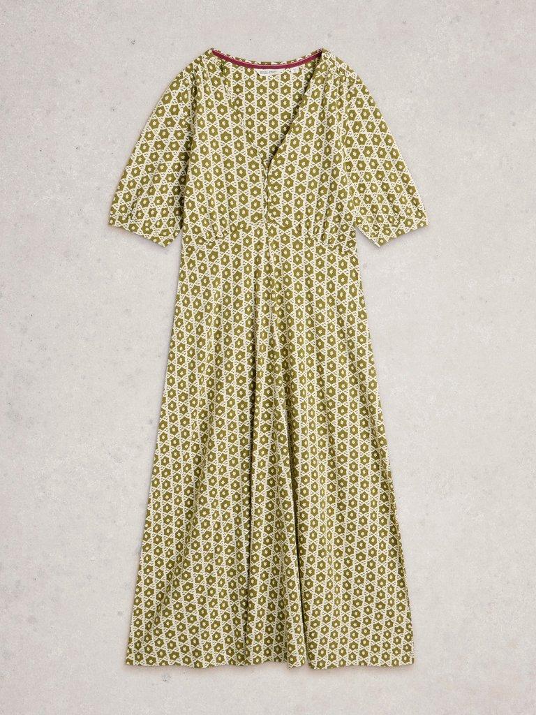 Megan Jersey Dress in GREEN MLT - FLAT FRONT