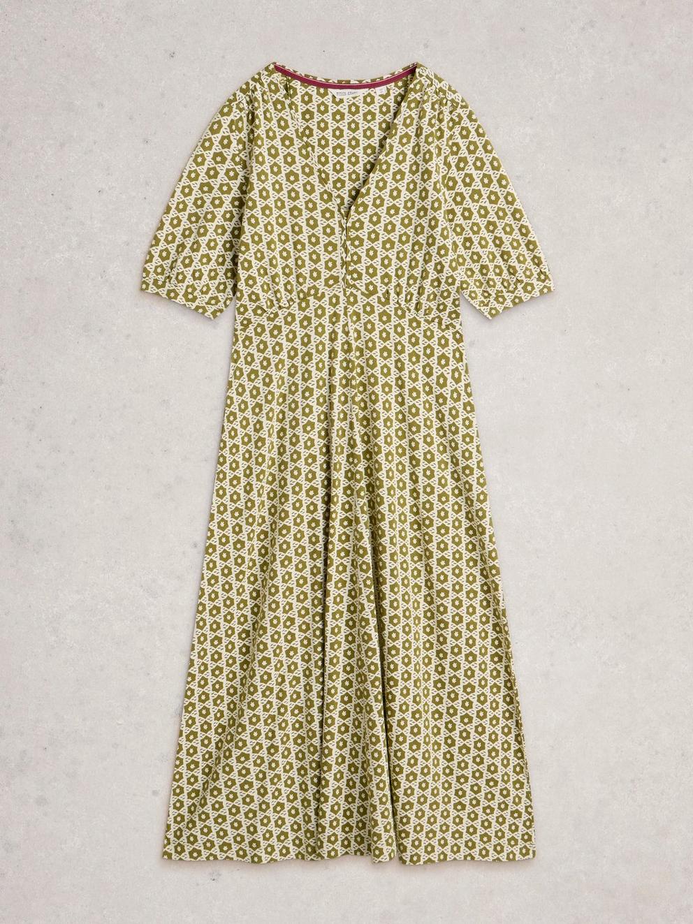 Megan Jersey Dress in GREEN MLT - FLAT FRONT
