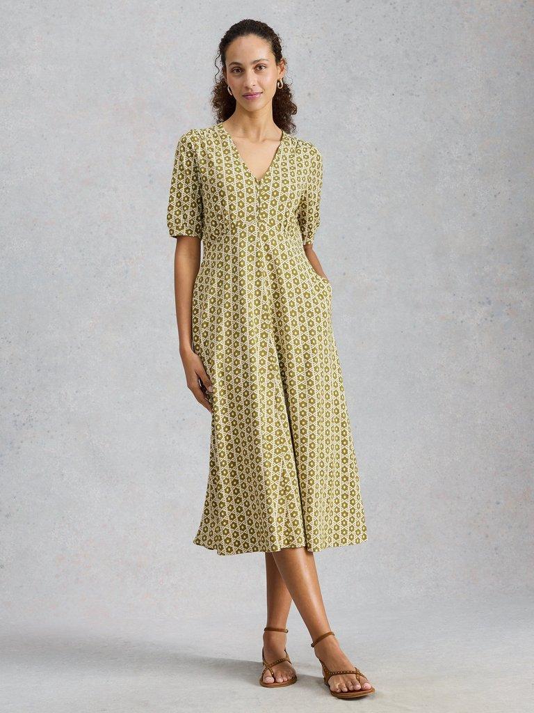 Megan Jersey Dress in GREEN MLT - LIFESTYLE