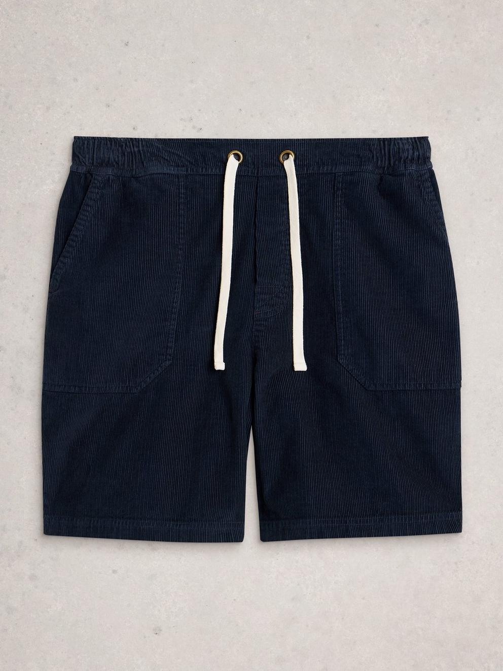 Lewes Cord Short in DARK NAVY - FLAT FRONT