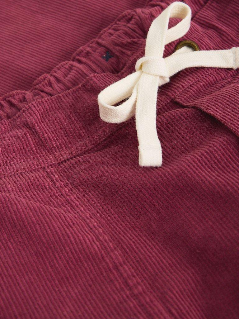 Lewes Cord Short in MID RED - FLAT DETAIL