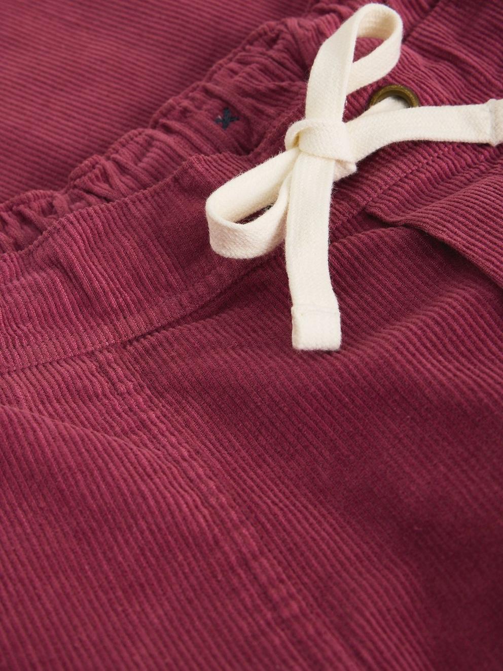 Lewes Cord Short in MID RED - FLAT DETAIL