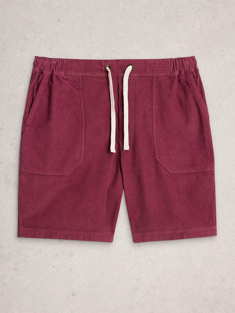 Lewes Cord Short in MID RED - FLAT FRONT