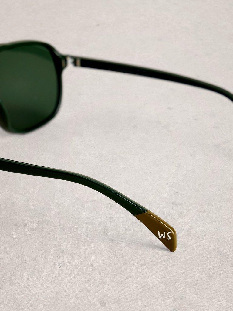 Aviator Slim Sunglasses in DK GREEN - FLAT DETAIL