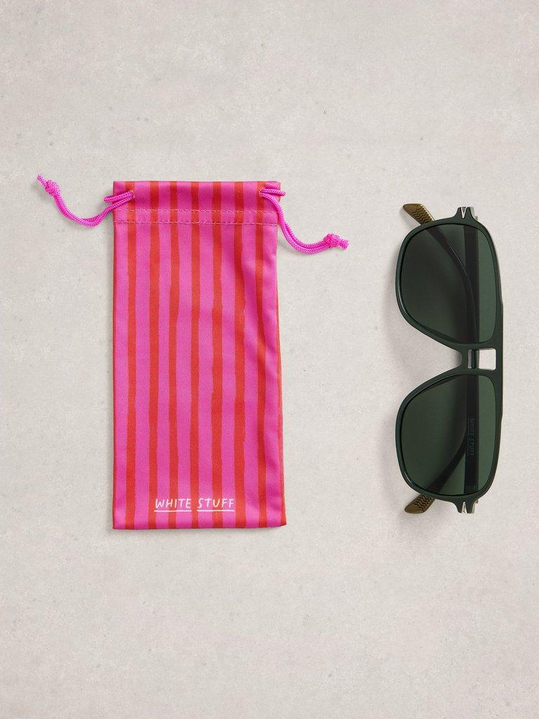 Aviator Slim Sunglasses in DK GREEN - FLAT FRONT