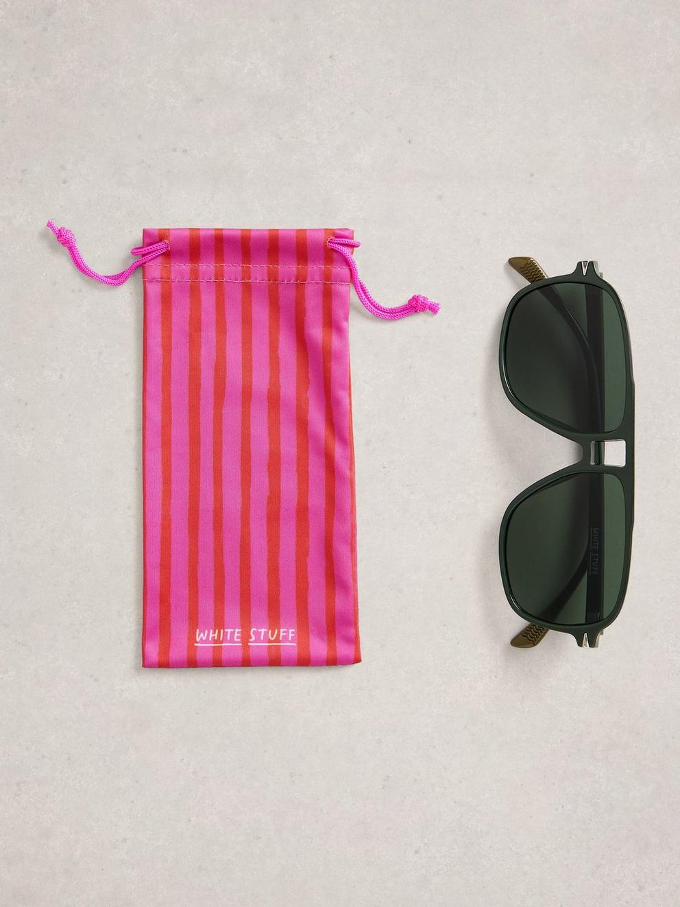 Aviator Slim Sunglasses in DK GREEN - FLAT FRONT