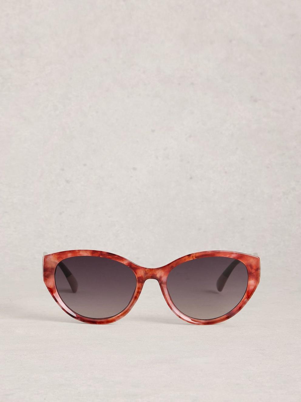 Slim Cat Eye Sunglasses in RED MLT - FLAT BACK