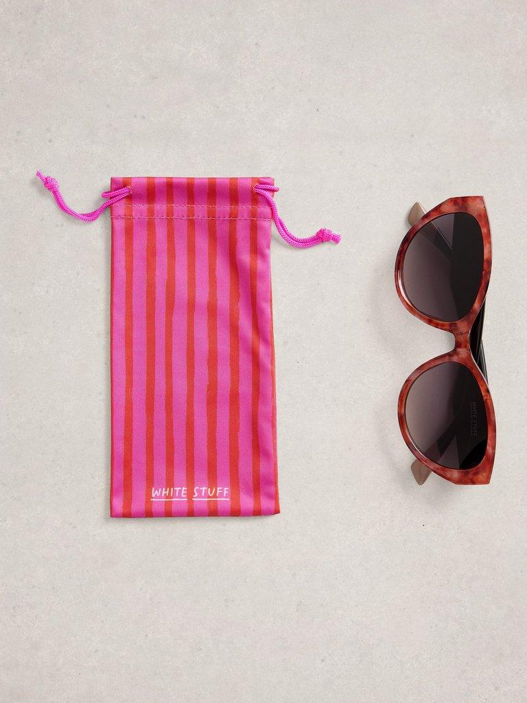 Slim Cat Eye Sunglasses in RED MLT - FLAT FRONT