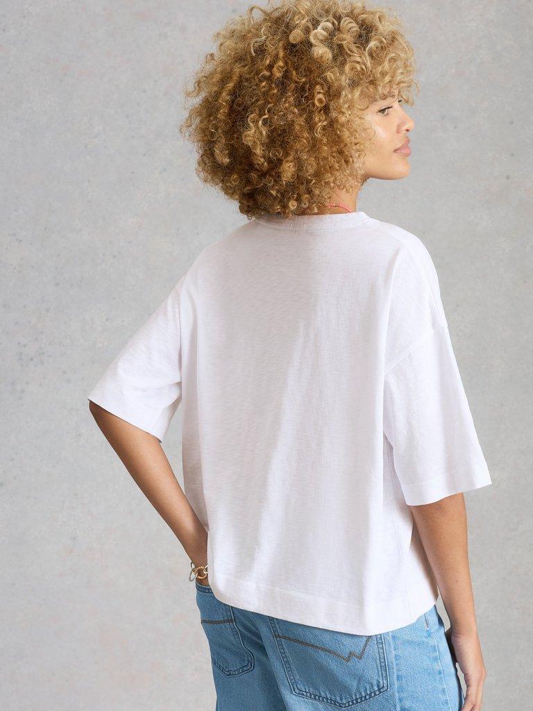 KATYA GRAPHIC TEE in WHITE PR - MODEL BACK