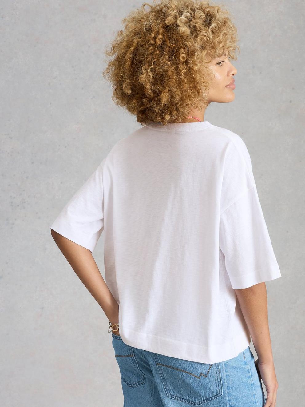 KATYA GRAPHIC TEE in WHITE PR - MODEL BACK