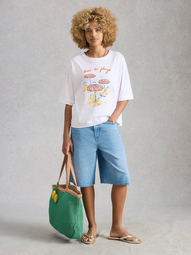 KATYA GRAPHIC TEE in WHITE PR - MODEL FRONT