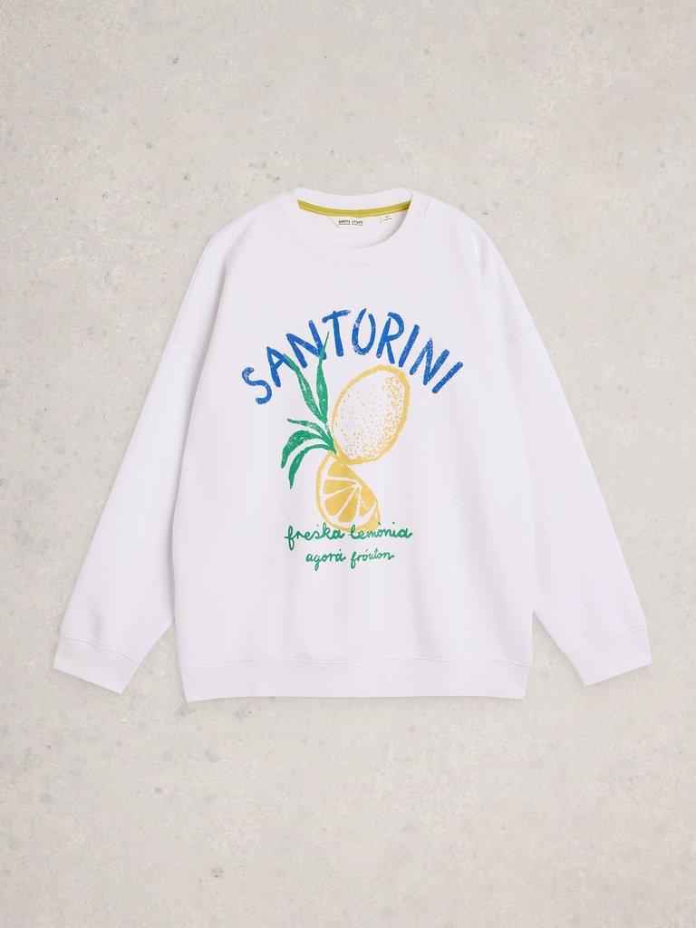 CLEO LONGLINE GRAPHIC SWEAT in WHITE PR - FLAT FRONT