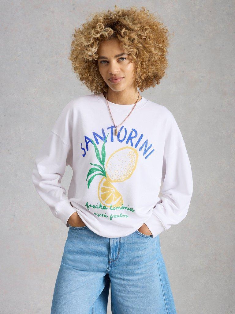 CLEO LONGLINE GRAPHIC SWEAT in WHITE PR - LIFESTYLE