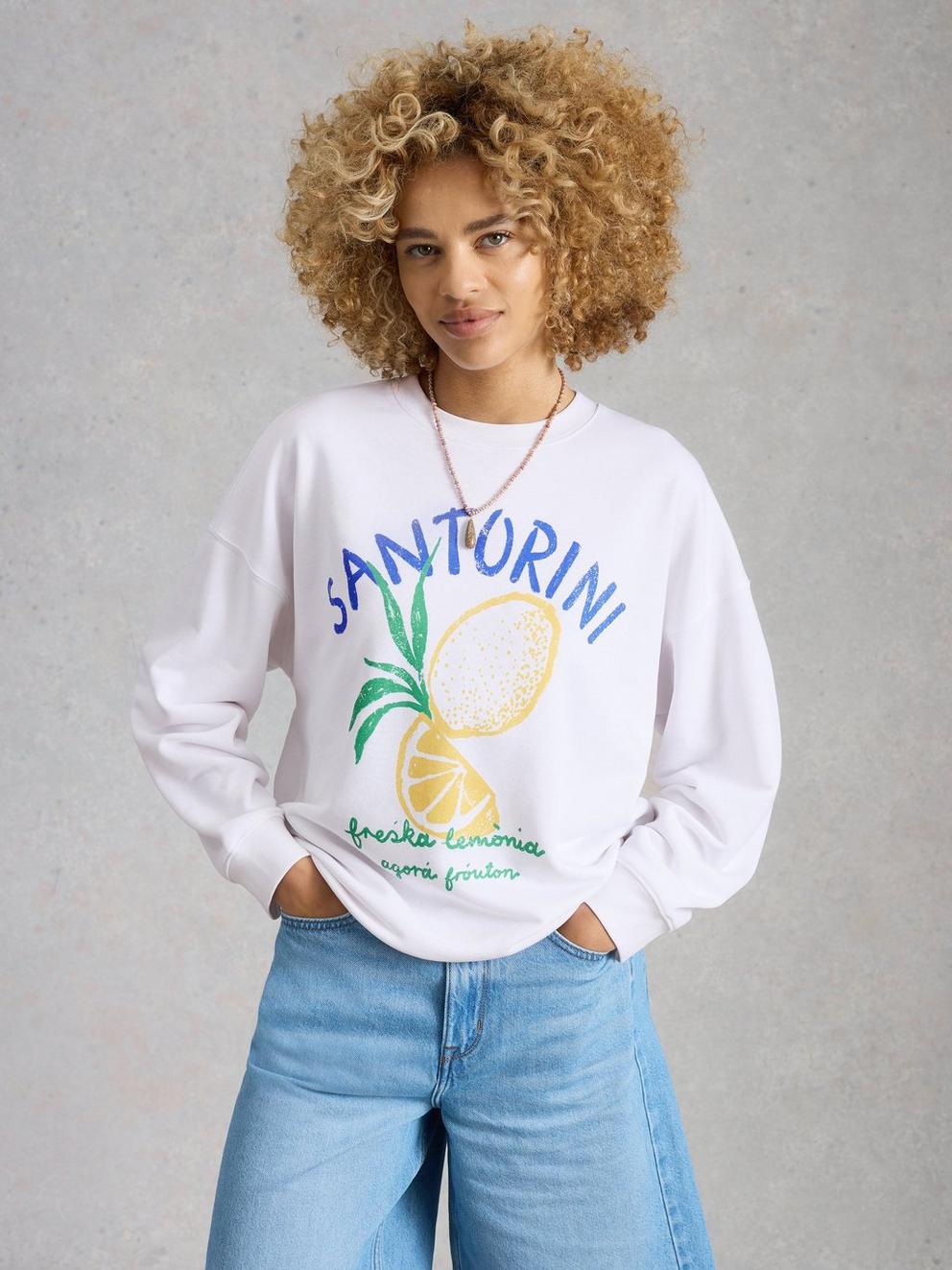 CLEO LONGLINE GRAPHIC SWEAT in WHITE PR - LIFESTYLE