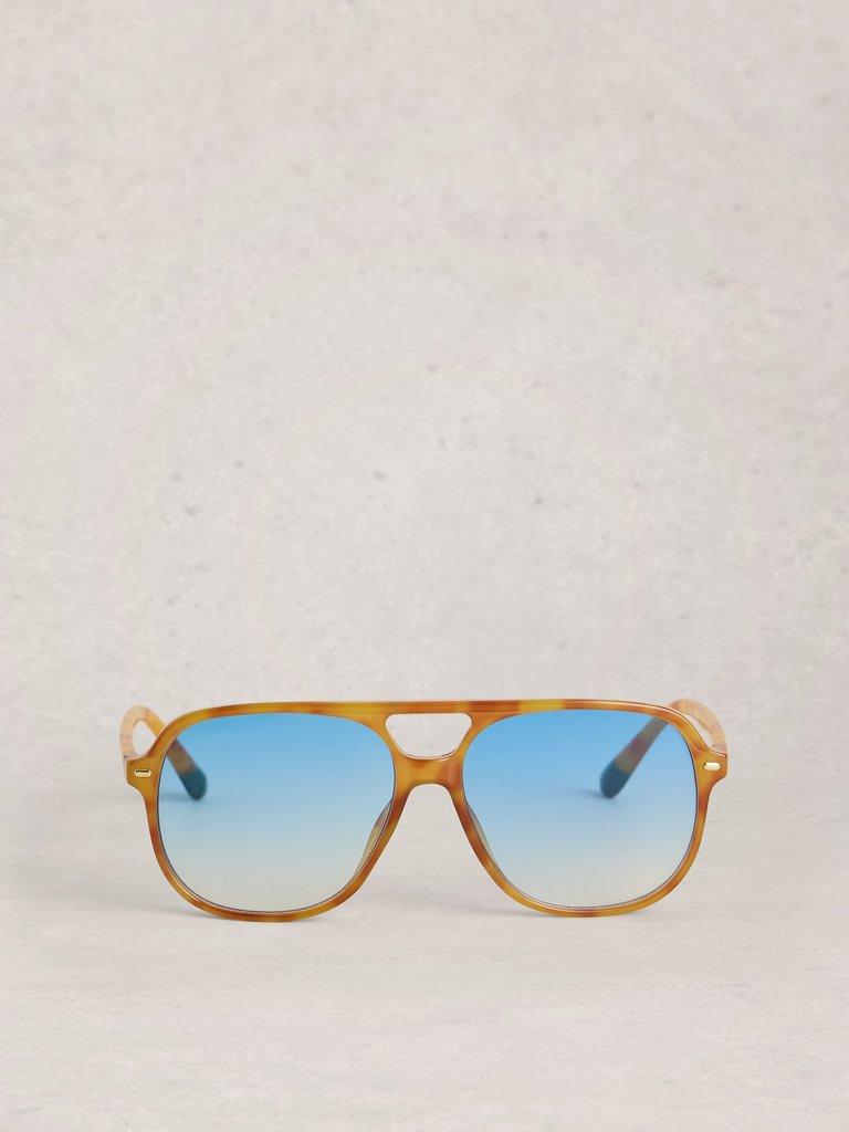 Aviator Print Sunglasses in LIGHT TAN - FLAT BACK